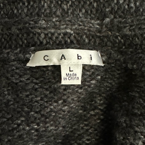 CAbi Cap Sleeve Charcoal Gray Sweater Cardigan with Fringe- size L - Picture 11 of 12